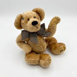 Boyds Bears Tan Plush with Checkered Bow
